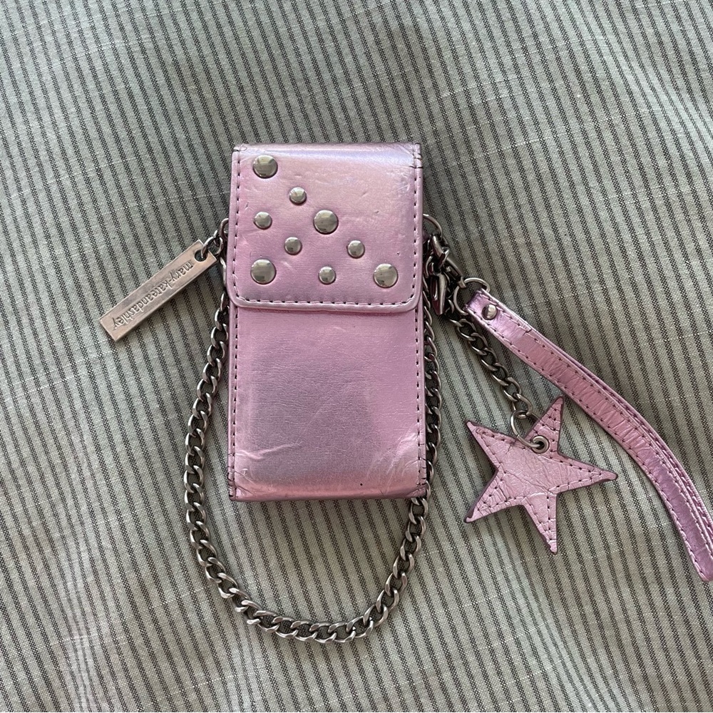 Y2k Metallic Pink Studded iPod Phone Pouch case purse Star Charm